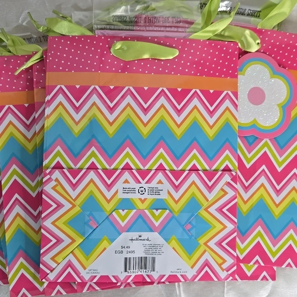 Lot of 8 Hallmark Gift Bags New with Tissue Paper